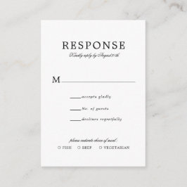 HAUSHALTSklassisch Einfache Hochzeit Rsvp Meal Ent Begleitkarte