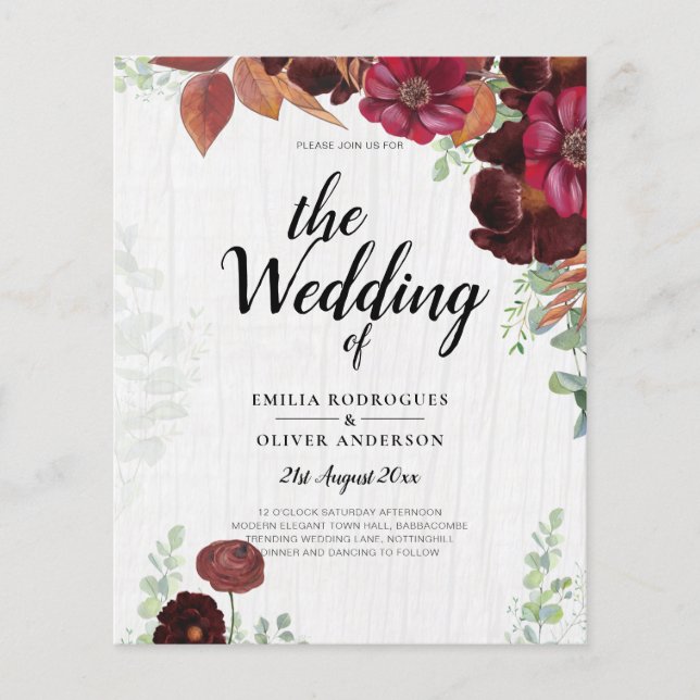 HAUSHALTSKONTROLLE 1 Rustikale Herbstmaroon Burgun Flyer (Vorne)