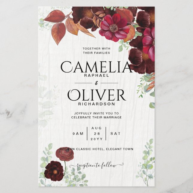 HAUSHALTSKONTROLLE 1 Rustikale Herbstmaroon Burgun Flyer (Vorne)