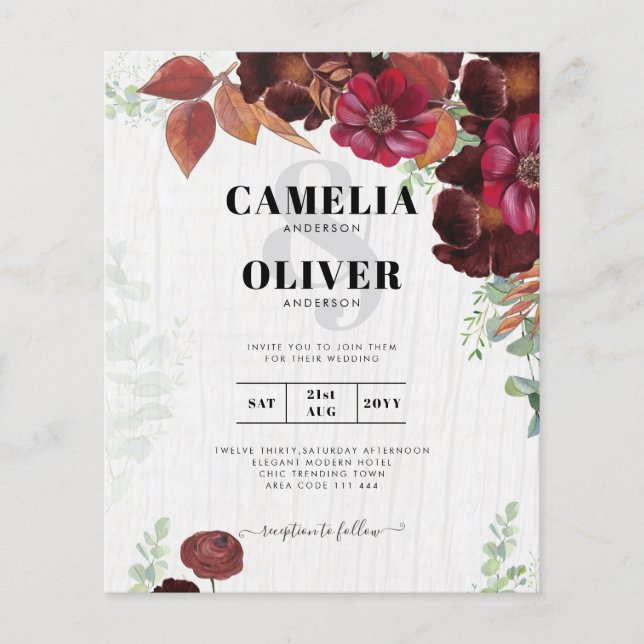 HAUSHALTSKONTROLLE 1 Rustikale Herbstmaroon Burgun Flyer (Vorne)