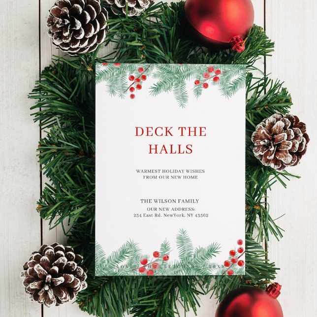 Haushaltskontrolle Neue Adresskarte (budget deck the halls moving announcement card)