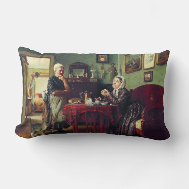 Haushaltskonversation (von Konstantin Makovsky) Lendenkissen (Vorderseite)