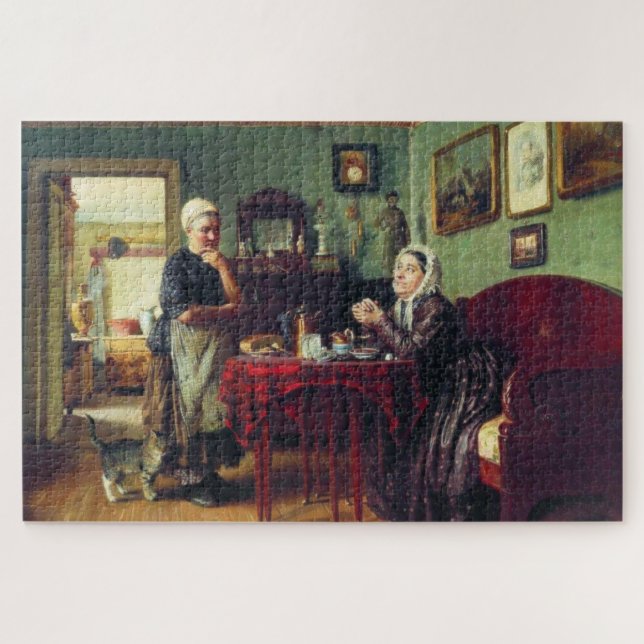 Haushaltskonversation (von Konstantin Makovsky) Puzzle (Horizontal)