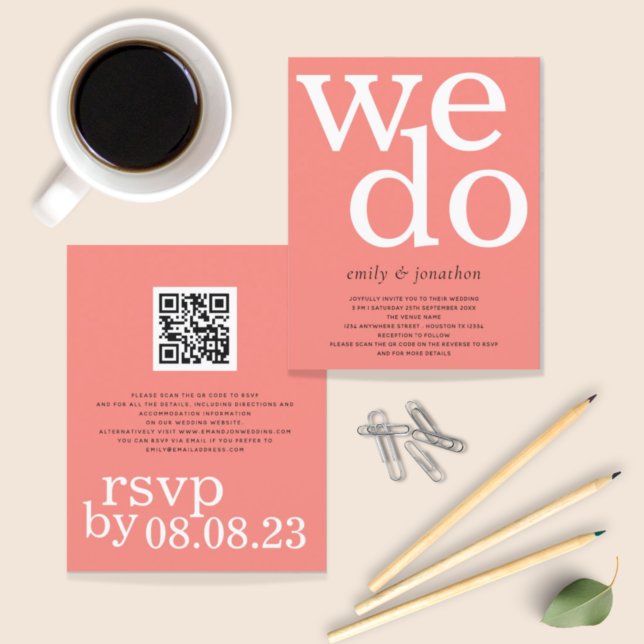 HAUSHALTSKORAL-Rose Text QR-Code Hochzeit einladen (Von Creator hochgeladen)