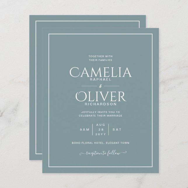 HAUSHALTSKRISE Grüne MONOCHROME Hochzeit (Vorne/Hinten)