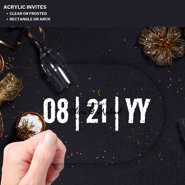 HAUSHALTSKRITISCHE Hochzeit Das Minimalistische Da Acryleinladungen (Von Creator hochgeladen)