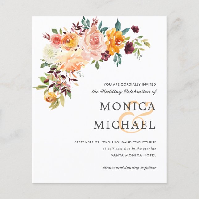 HAUSHALTSLAND Bloom Burgund Blumenchic Hochzeit (Vorderseite)