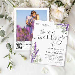Haushaltslavender Floral QR Code Einladung Hochzei