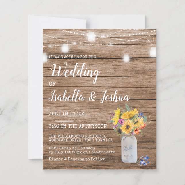 Haushaltslinie der Lichter | Mason Jar Wedding (Vorderseite)