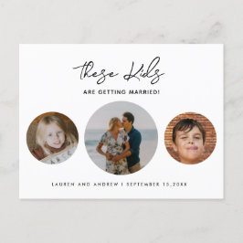 Haushaltslustige Kinder Foto Hochzeit retten Datum Ankündigungspostkarte