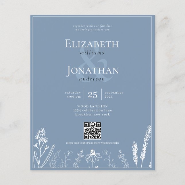 HAUSHALTSMITTEL Blauer Dusty Blue Monogram QR Foto (Vorderseite)
