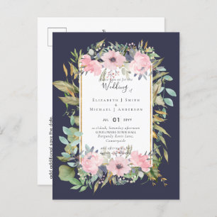 HAUSHALTSMITTEL Blush Pink Floral Wedding Postkarte