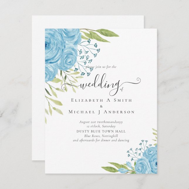 HAUSHALTSMITTEL Dusty Blue Rose Hochzeitbudget (Vorne/Hinten)