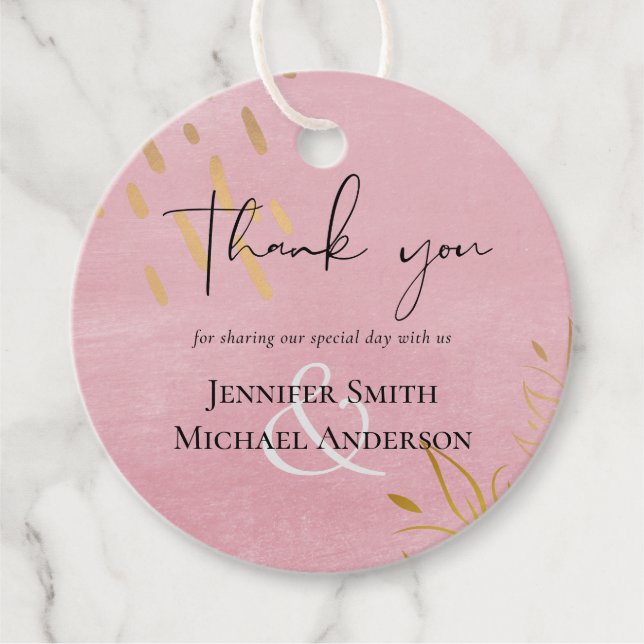 HAUSHALTSMITTEL Dusty Pink Gold Hochzeit Geschenkanhänger (Vorderseite)