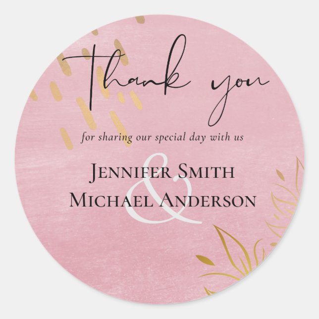 HAUSHALTSMITTEL Dusty Pink Gold Hochzeit Runder Aufkleber (Vorderseite)