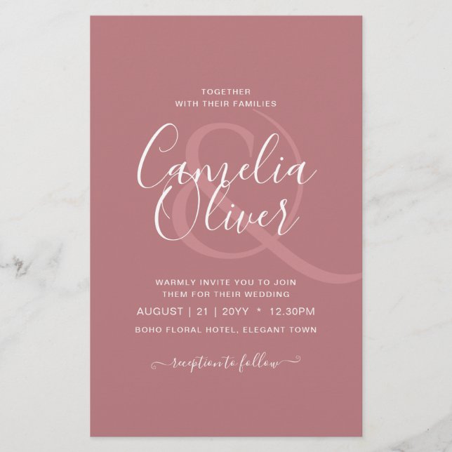 HAUSHALTSMITTEL Dusty Rose MONOCHROME Hochzeit Flyer (Vorne)