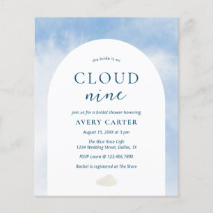 Haushaltsmittel für die Cloud Nine Bridal Dusche E Flyer