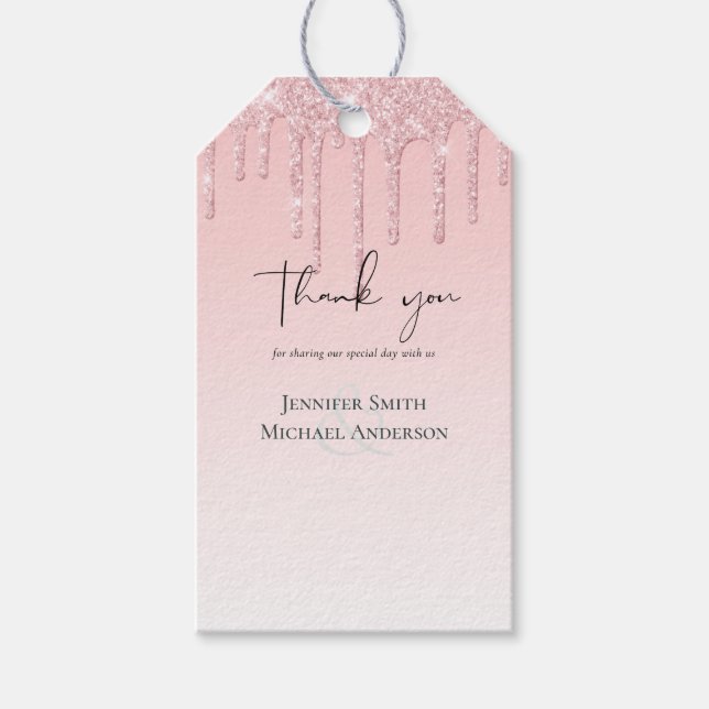 HAUSHALTSMITTEL - Pink-Glitzer-Hochzeit Geschenkanhänger (Vorderseite)