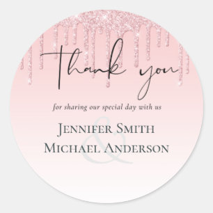 HAUSHALTSMITTEL - Pink-Glitzer-Hochzeit Runder Aufkleber