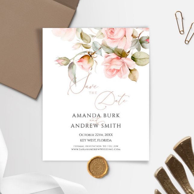 Haushaltsmittel Rosa und Grüne Save the Date Einla (Von Creator hochgeladen)