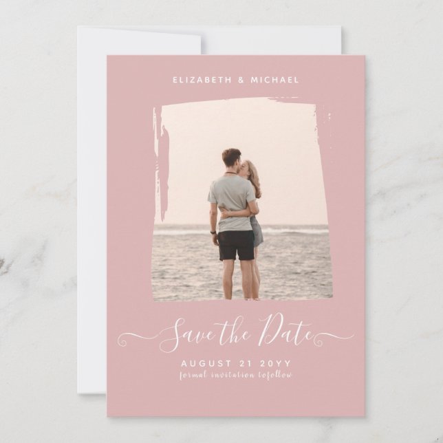 HAUSHALTSMITTEL Rose FOTO Save the Date Monochrome Einladung (Vorderseite)