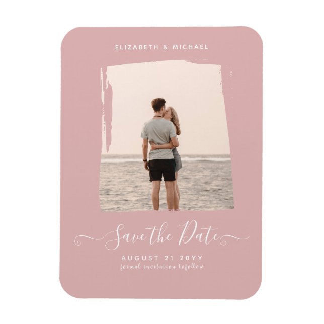 HAUSHALTSMITTEL Rose FOTO Save the Date Monochrome Magnet (Vertikal)