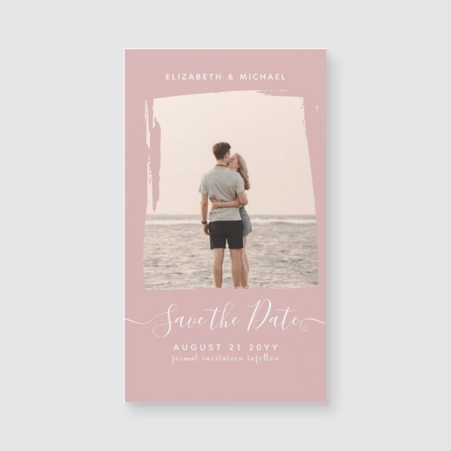 HAUSHALTSMITTEL Rose FOTO Save the Date Monochrome Magnetkarte (Vorderseite)