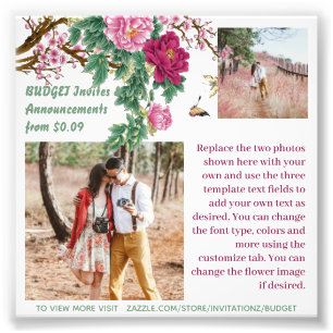 HAUSHALTSMITTEL Rustikaler Bugund rosa Blumenvorla Fotodruck