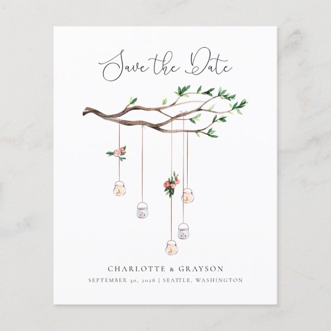 Haushaltsmittel Rustikaler Wald Save the Date Einl Flyer (Vorne)