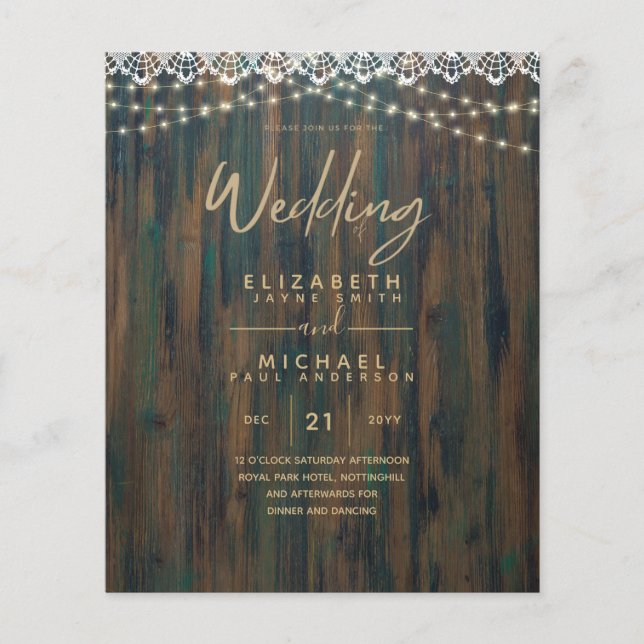 HAUSHALTSMITTEL RUSTISCHES HOLZLICHT LACE Wedding  Flyer (Vorne)