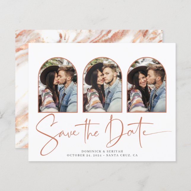 HAUSHALTSMITTEL Save the Date Kupfer-Rose Gold-Mar (Vorne/Hinten)