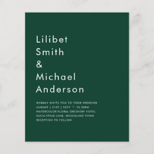 HAUSHALTSMITTEL Smaragdgrüne Monochrome Hochzeit Flyer