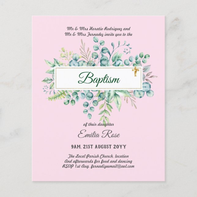 HAUSHALTSMITTEL Taufe Bautizo Bautismo GREENERY lä Flyer (Vorne)