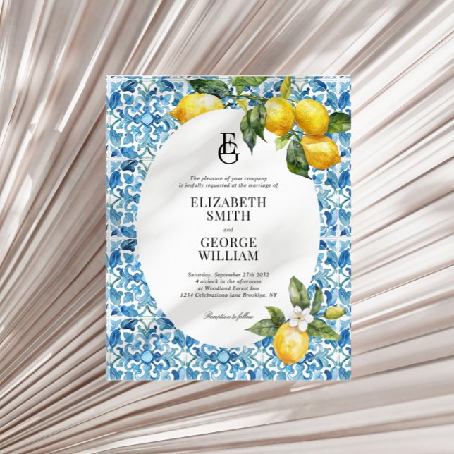 HAUSHALTSMONgramm Lemon Blue Mediterrane Hochzeit (Von Creator hochgeladen)