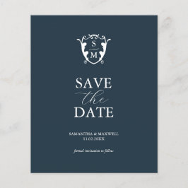 Haushaltsmonogramm Blau Save the Date Flyer