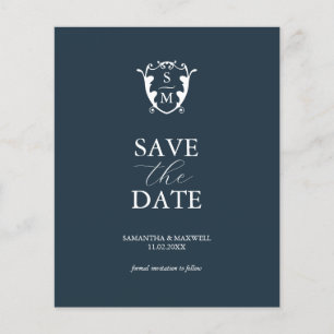 Haushaltsmonogramm Blau Save the Date Flyer