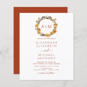 Haushaltsmonogramm Burnt Orange Floral Wedding