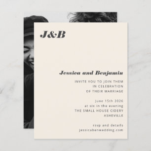 Haushaltsmonogramm Elfenbein Foto Einladung Hochze