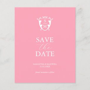 Haushaltsmonogramm Save the Date rosa Flyer