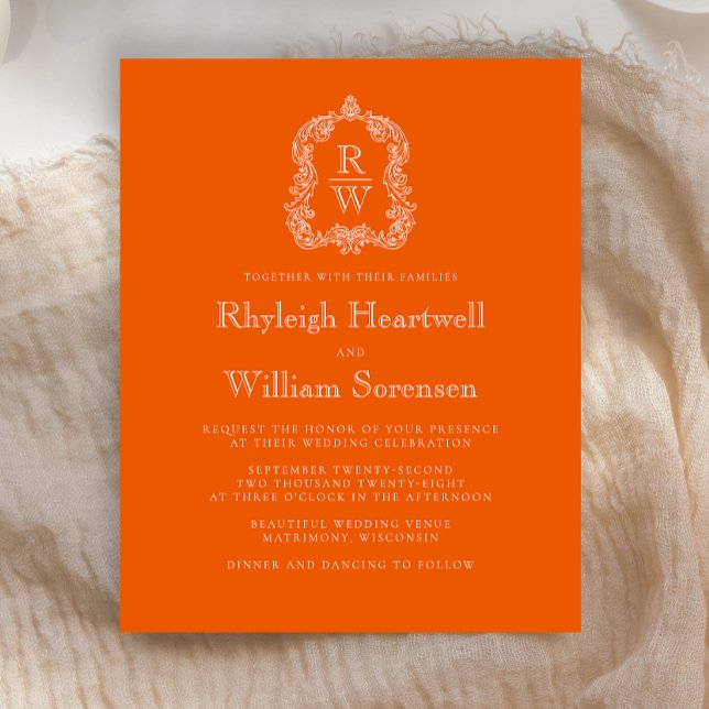 Haushaltsmonogramm Wappen Persimmon Hochzeit Einla (Von Creator hochgeladen)