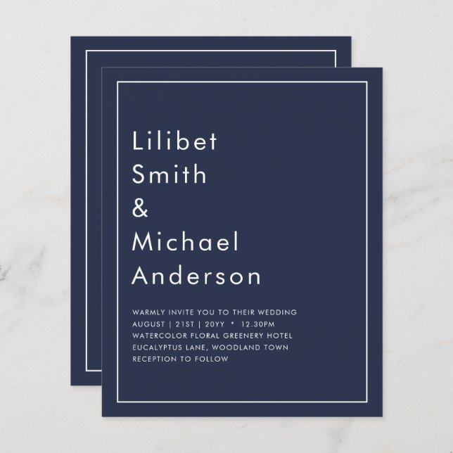 HAUSHALTSNavy Blue Monochrome WEDING (Vorne/Hinten)