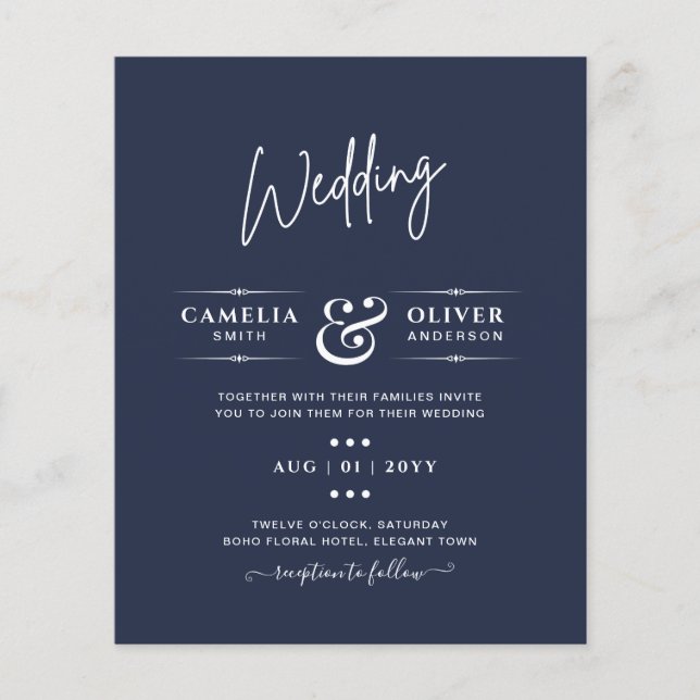 HAUSHALTSNavy Blue Monochrome WEDING Flyer (Vorne)