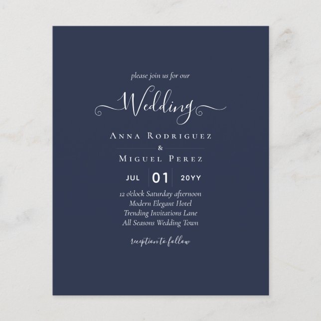 HAUSHALTSNavy Blue Monochrome WEDING Flyer (Vorne)