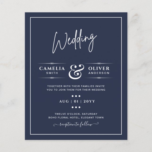 HAUSHALTSNavy Blue Monochrome WEDING Flyer (Vorne)