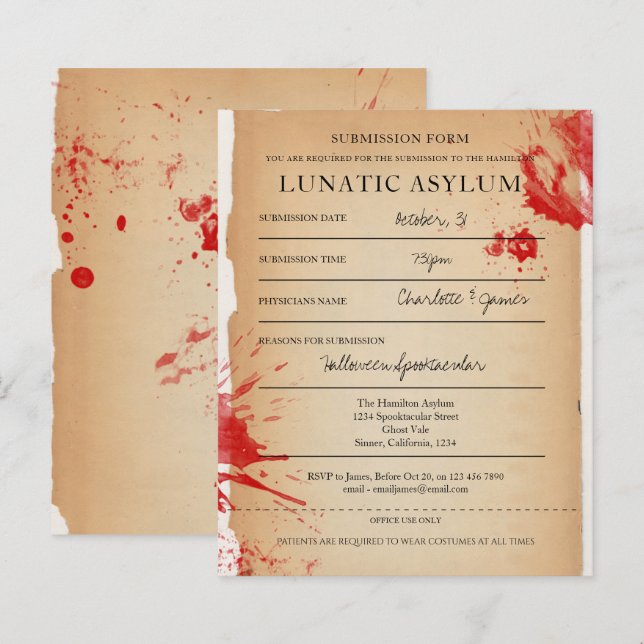 HAUSHALTSNeuheit Halloween-Party Lunatisches Asyl (Vorne/Hinten)