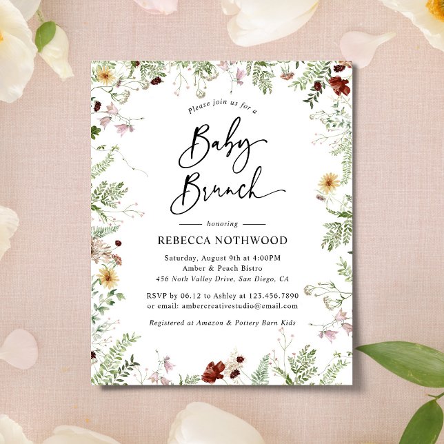 Haushaltsneutrale Wildblumen Einladung zum Baby Br (Von Creator hochgeladen)