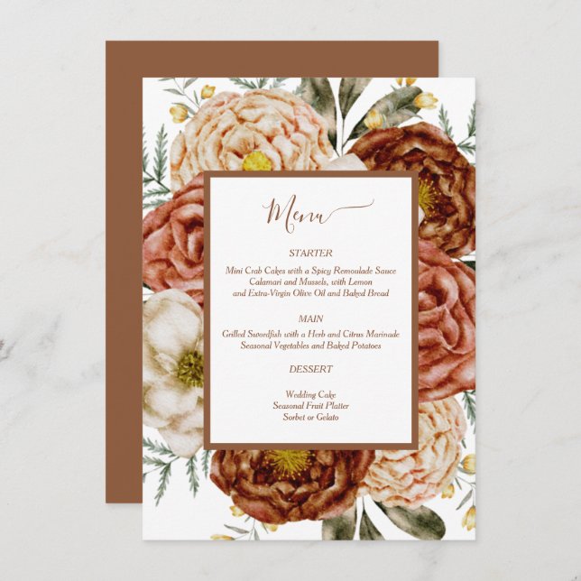 Haushaltsneutraler Boho Terracotta Begleitkarte (Vorne/Hinten)