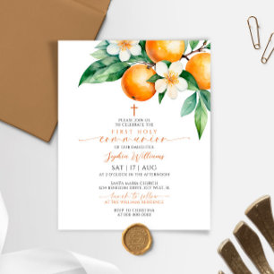Haushaltsorange Floral Erster Kommunionsbesuch