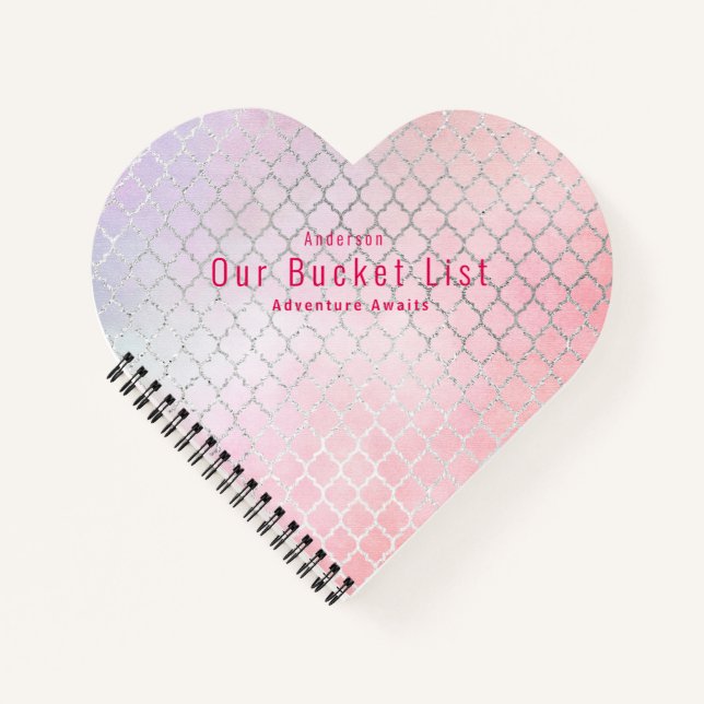 Haushaltspaare Pink BUCKET LIST Keepake Geschenk Notizbuch (Vorderseite)