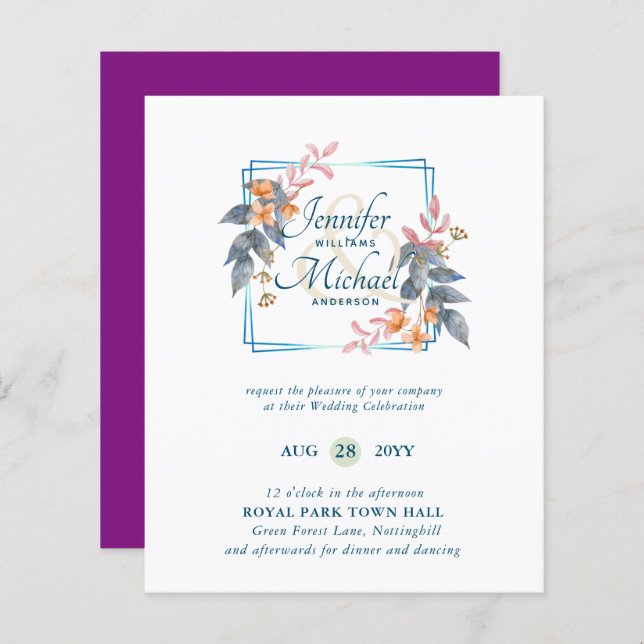 HAUSHALTSPARTENBlätter Hochzeit im Herbst lädt Aqu (Vorne/Hinten)